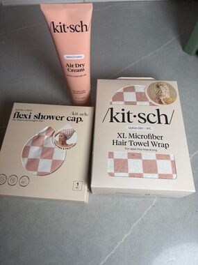 kitsch Pink Air Dry Cream & Hair Towel Wrap Set